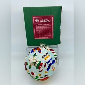 Slavic Treasures BUNCHES O’ SANTA BALL Glass Ornament Poland 5.5”